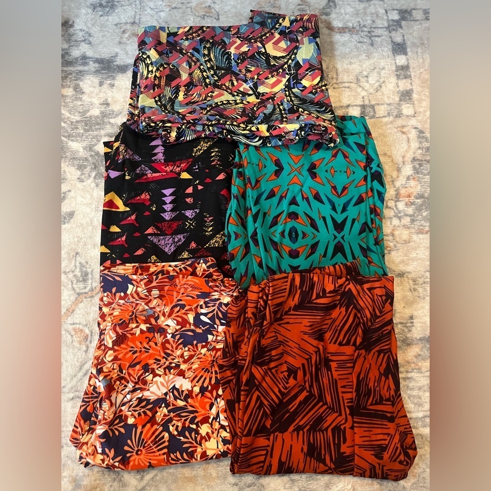 LuLaRoe‎ One Size Colorful Patterned Leggings Set of 5